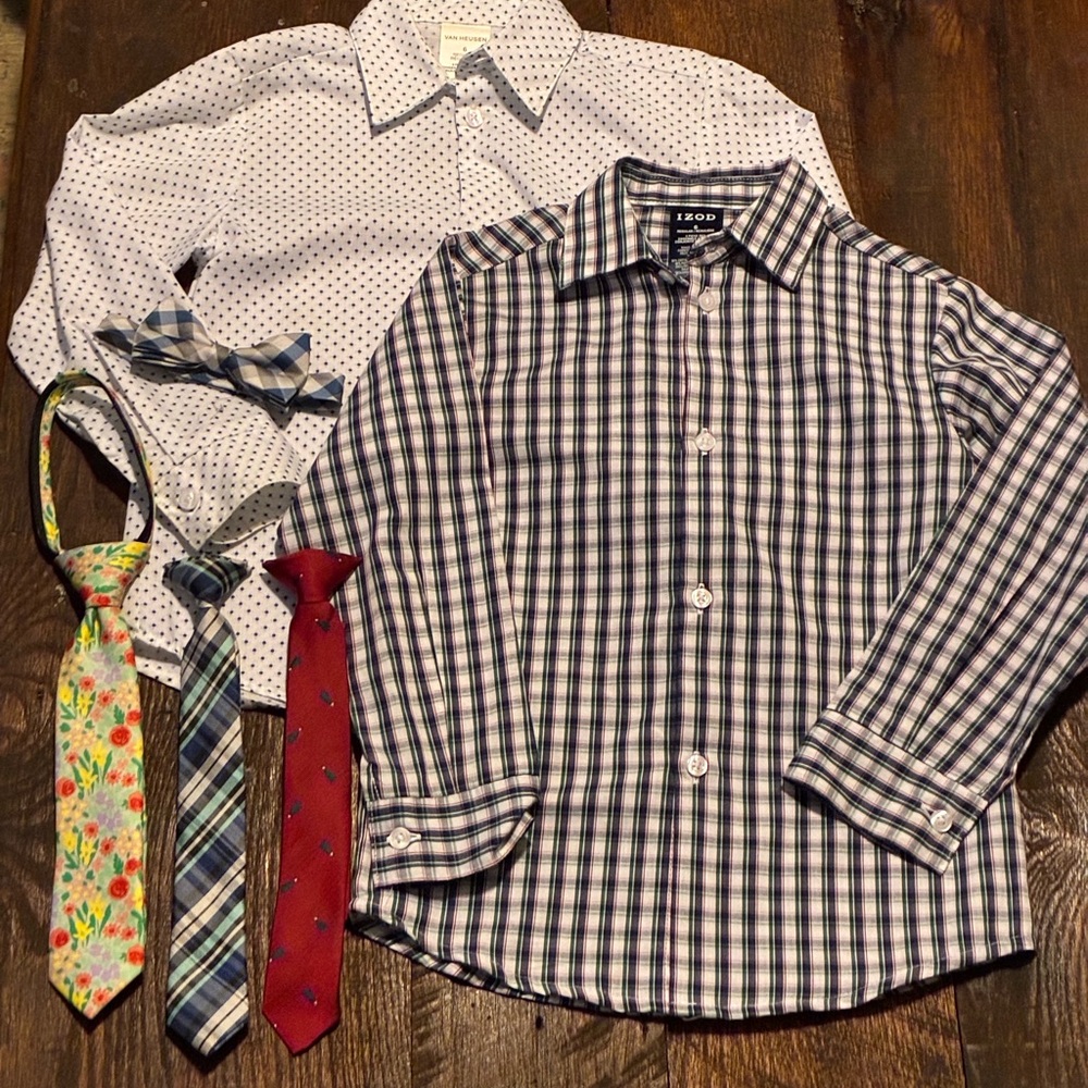 Boys' Patterned Shirts with Ties Set